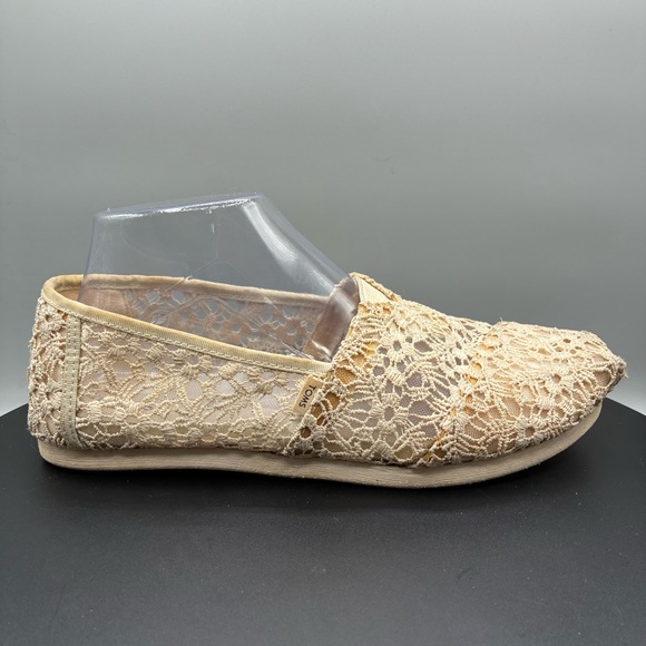 Toms Alpargata Natural Moroccan Crochet Flats Women’s 8 Beige Lace Slip On - Picture 1 of 9
